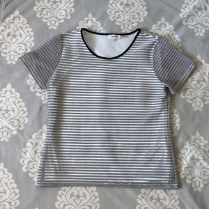Calvin Klein - Black & White Striped Short Sleeves Blouse
